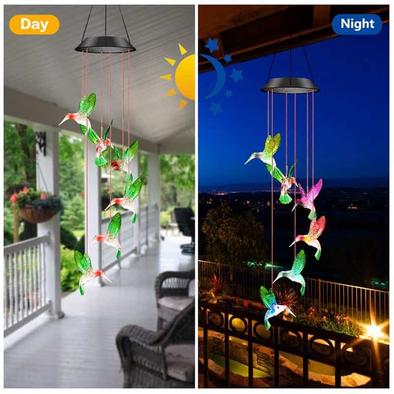 Solar LED Hummingbird Wind Chime | SmartLightPanel.com